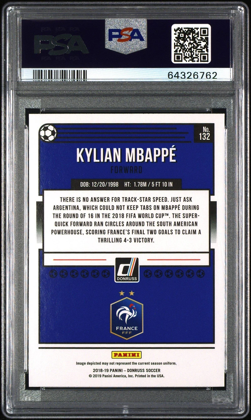 2018 Panini Donruss 132 Kylian Mbappe PSA 10