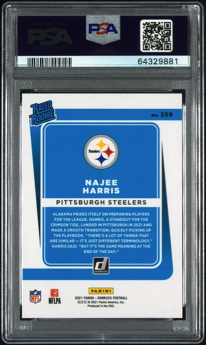 2021 Panini Donruss 259 Najee Harris PSA 10