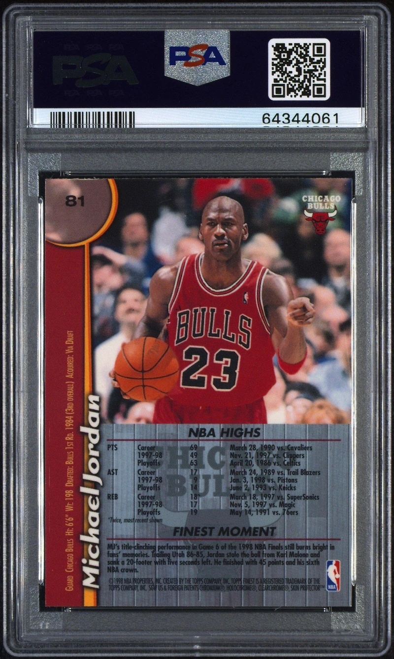 1998 Finest 81 Michael Jordan PSA 9