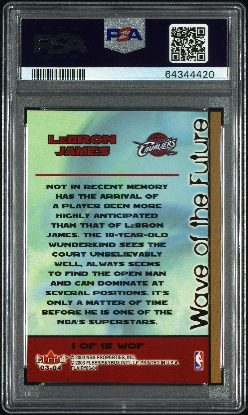 2003 Flair Wave Of The Future 1 Lebron James PSA 8