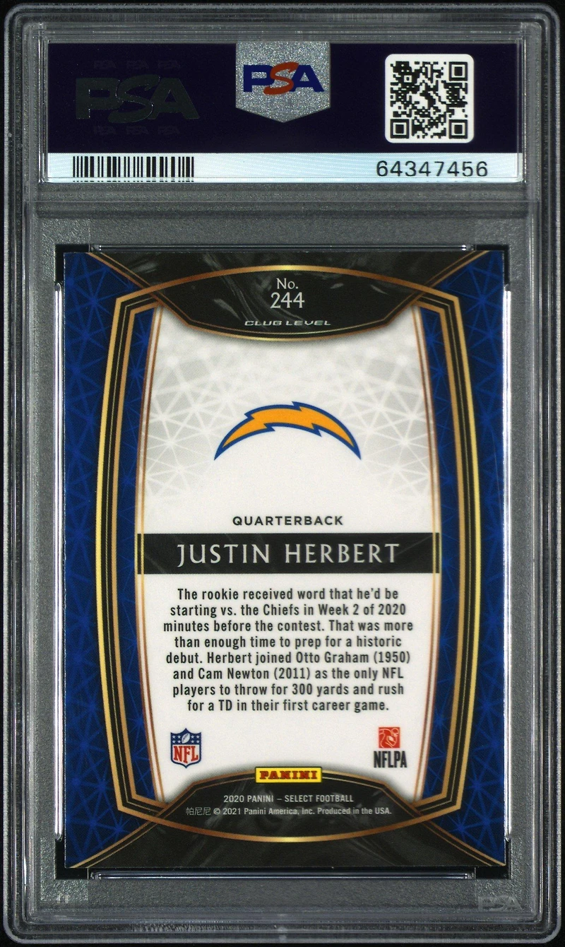 2020 Panini Select Justin Herbert PSA