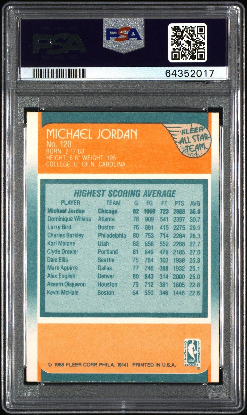 1988 Fleer 120 Michael Jordan PSA 9