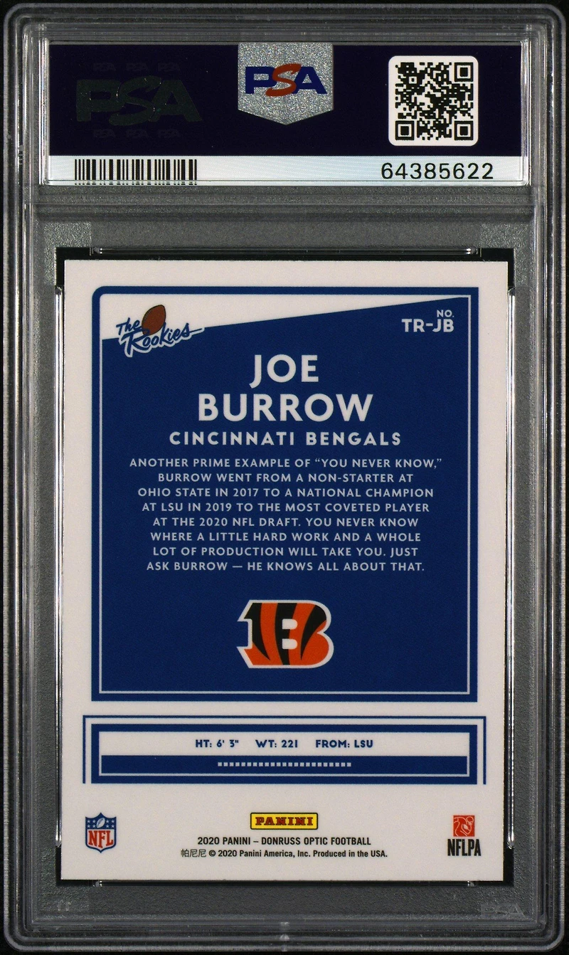 2020 Panini Donruss Optic The Rookies Jb Joe Burrow PSA 10