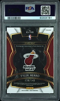 2019 Panini Select Rookie Signatures Rsthr Tyler Herro PSA 10
