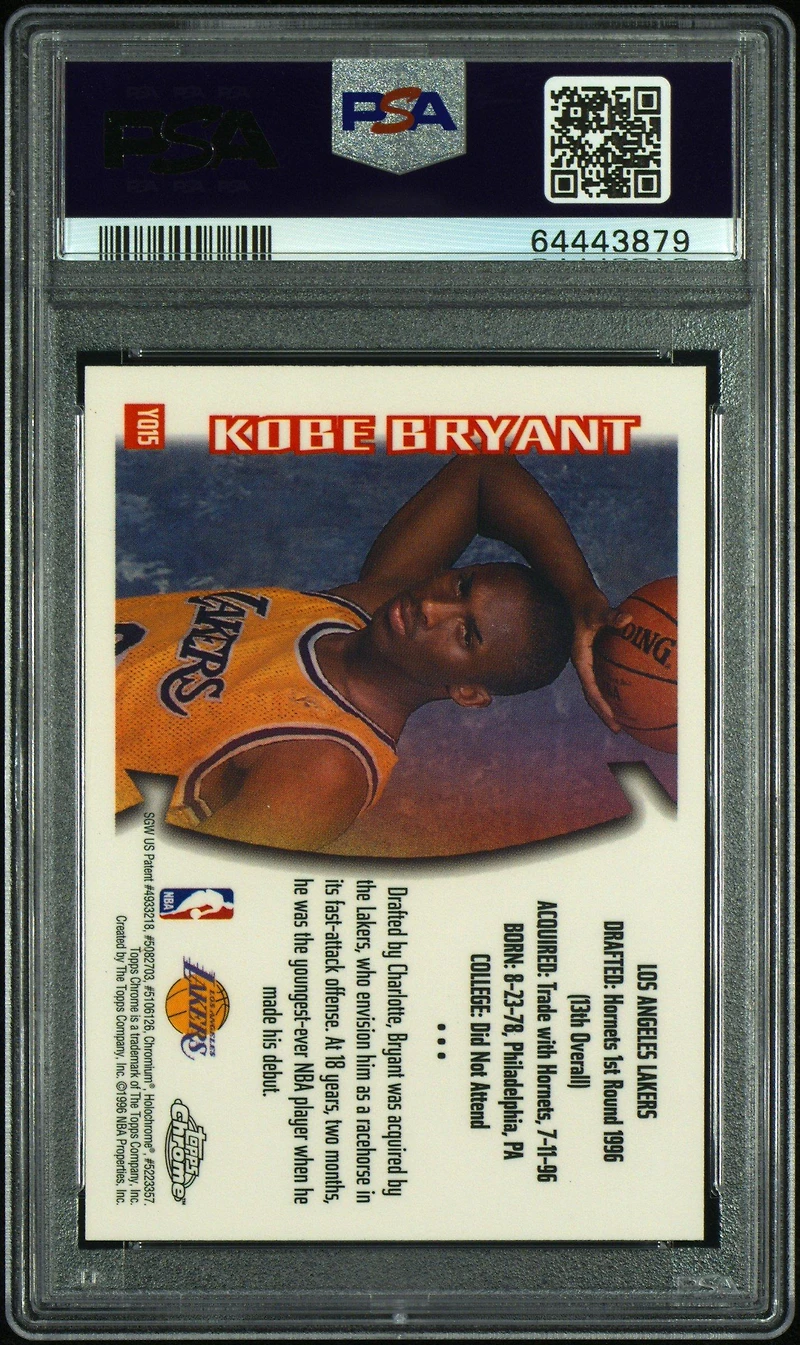 1996 Topps Chrome Youthquake Yq15 Kobe Bryant PSA 8