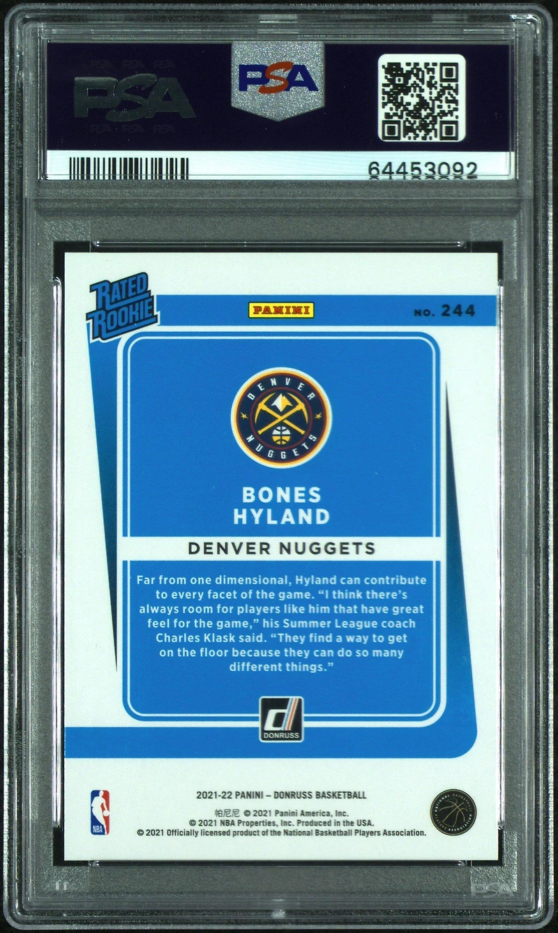 2021 Panini Donruss 244 Bones Hyland Holo Gold Laser PSA 10