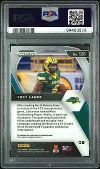 2021 Panini Prizm Draft Picks 120 Trey Lance Purple Wave PSA 10