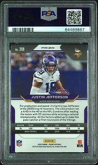 2020 Panini Prizm 398 Justin Jefferson Lazer Prizm PSA 10