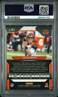 2020 Panini Chronicles Prizm Black Pb1 Joe Burrow PSA