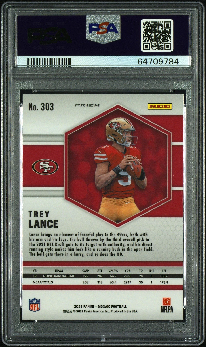 2021 Panini Mosaic 303 Trey Lance PSA 10