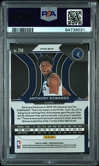 2020 Panini Prizm 258 Anthony Edwards Ice PSA