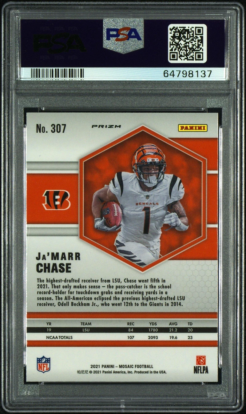 2021 Panini Mosaic Ja’marr Chase Silver PSA 10