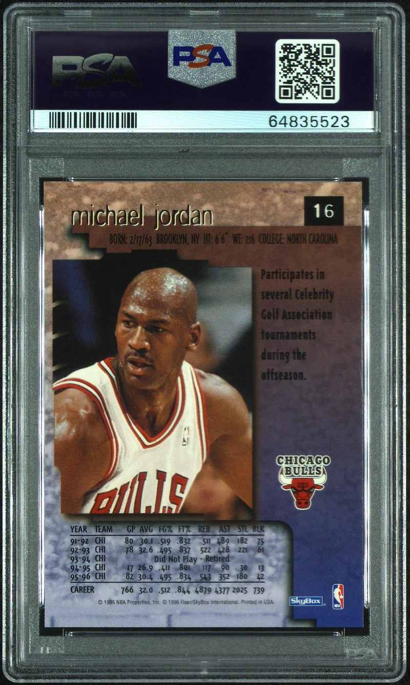 1996 Skybox Premium 16 Michael Jordan PSA 9