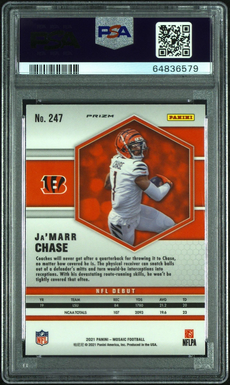 2021 Panini Mosaic 247 Ja’marr Chase Camo Pink PSA