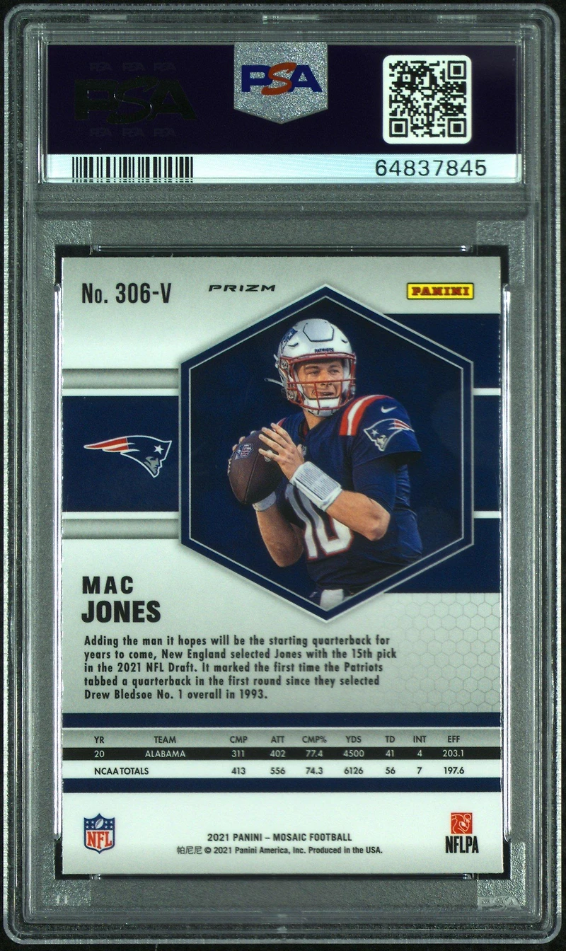 2021 Panini Mosaic 306v Mac Jones Variation-silver PSA 10