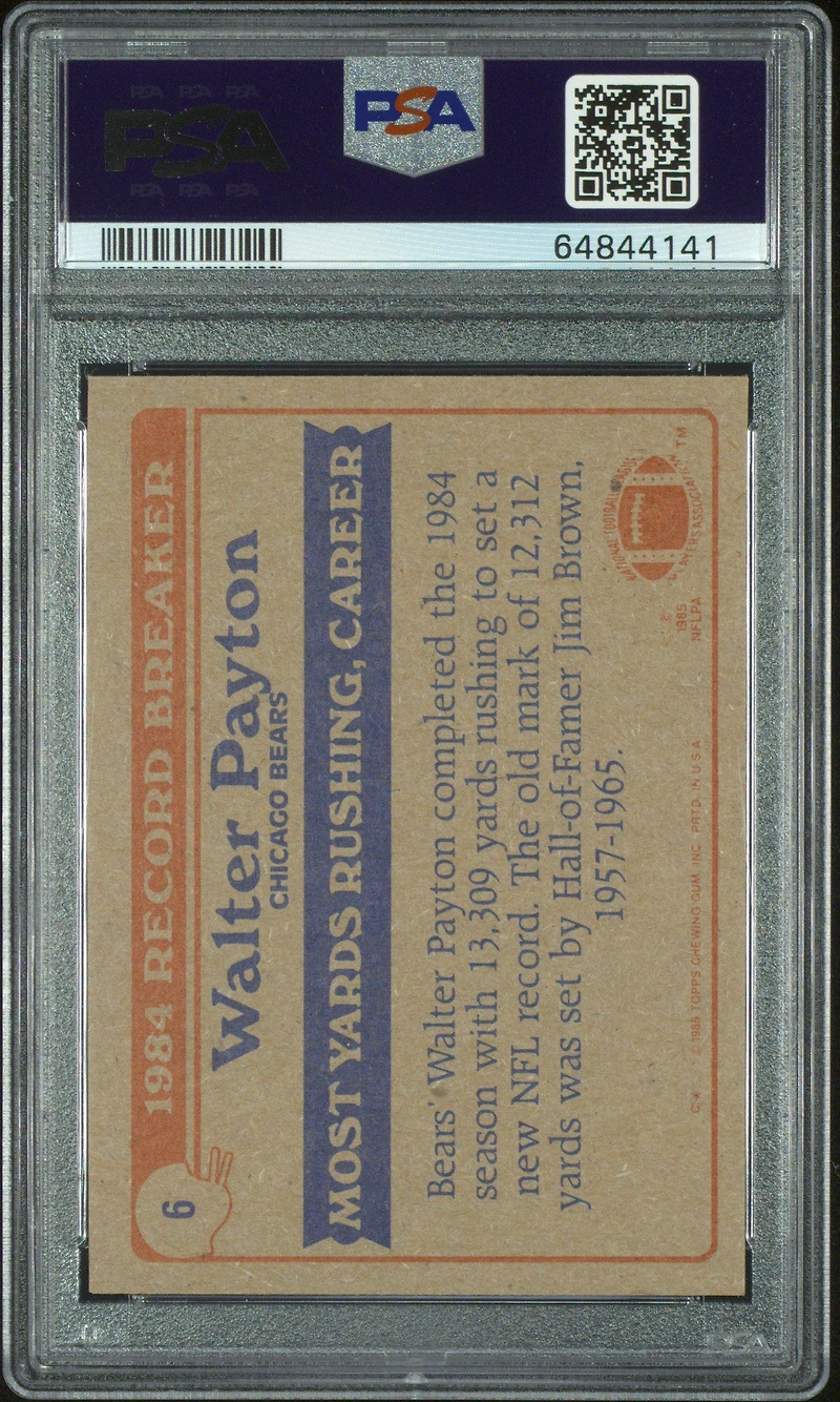 1985 Topps 6 Walter Payton Record Breaker PSA 8