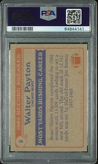1985 Topps 6 Walter Payton Record Breaker PSA 8