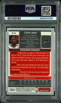 2005 Bowman Draft Picks & Prospects 23 Lebron James Chrome PSA 9