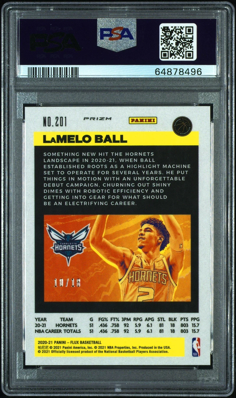 2020 Panini Flux 201 Lamelo Ball Purple Scope PSA 10