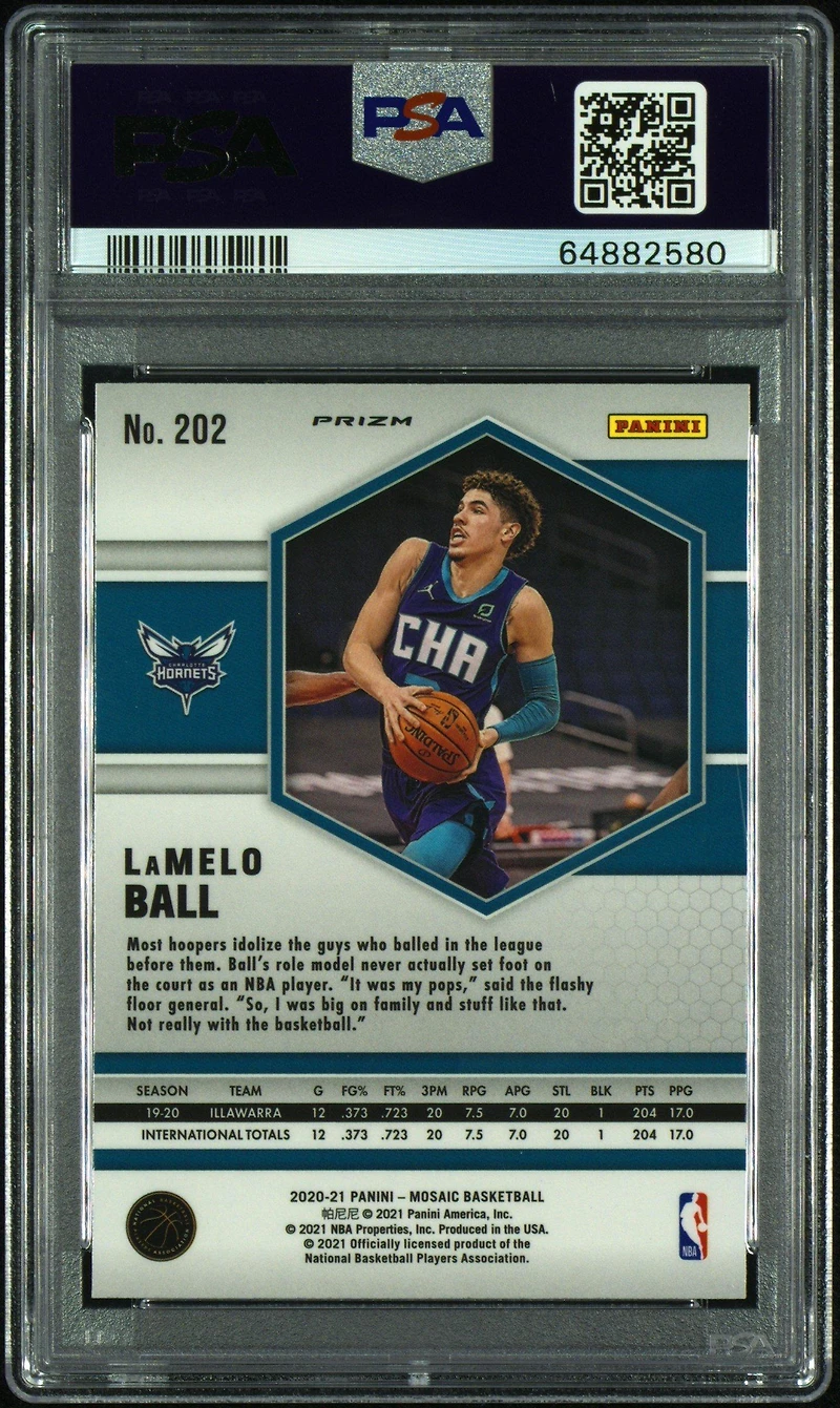2020 Panini Mosaic 202 Lamelo Ball Reactive PSA 10