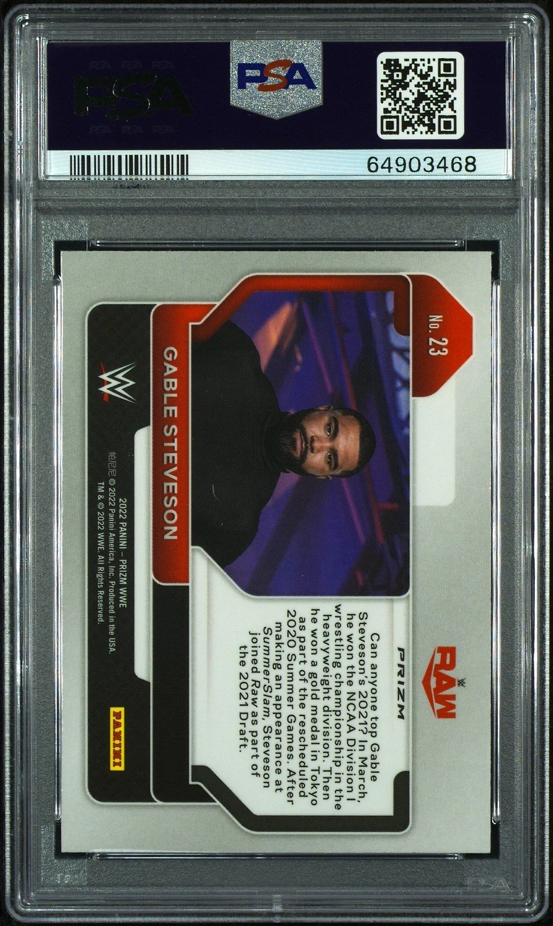 2022 Panini Prizm Wwe 23 Gable Steveson Silver Prizm PSA 10