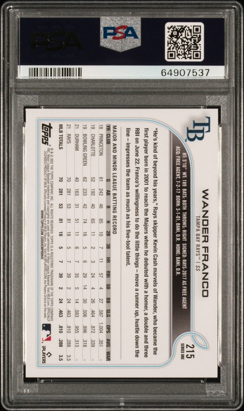2022 Topps 215 Wander Franco PSA 10