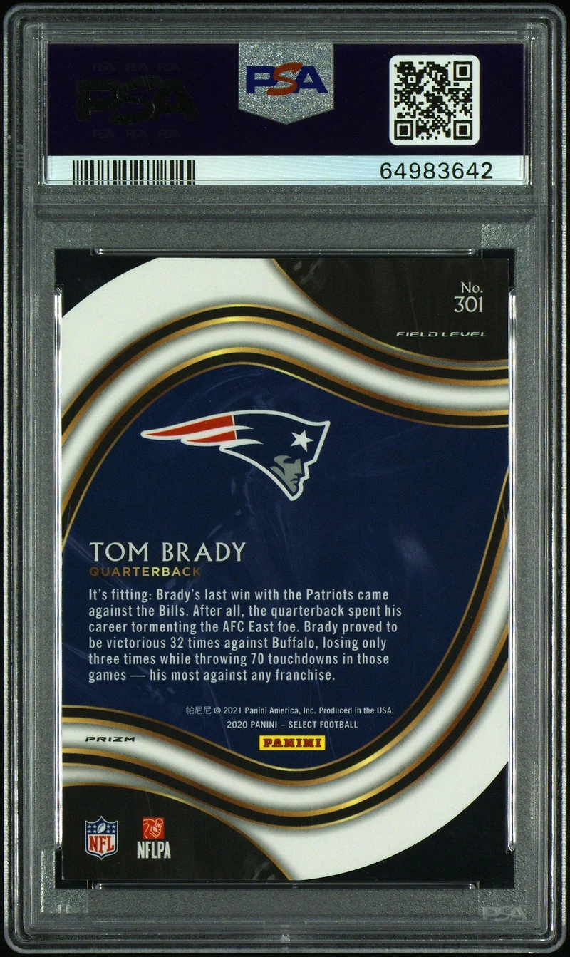 2020 Panini Select 301 Tom Brady PSA 9