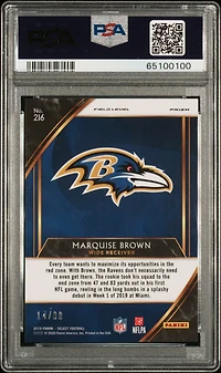 2019 Panini Select 216 Marquise Brown Dragon Scale Prizm PSA 10