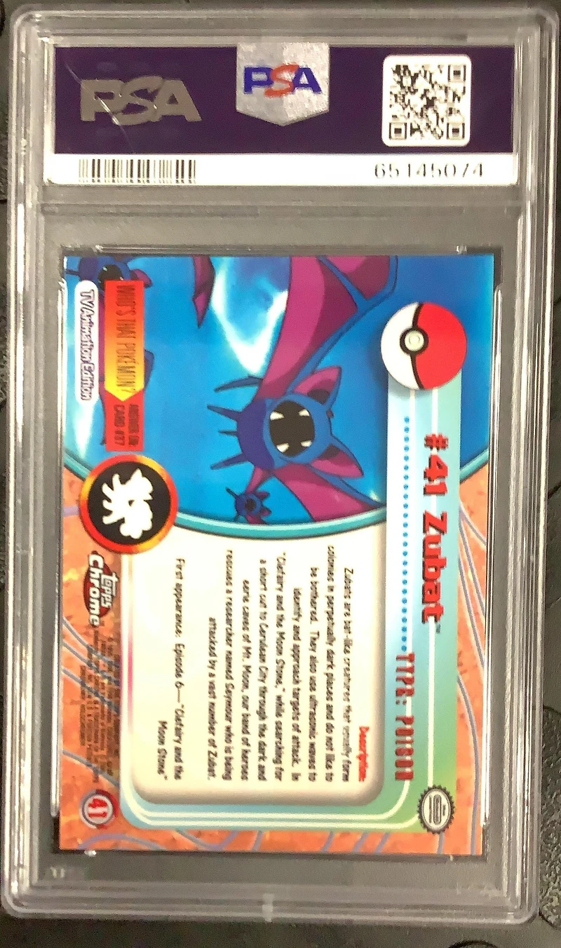 2000 Topps Chrome Pokemon T.v. 41 Zubat PSA 9