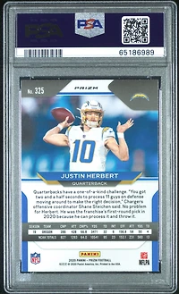 2020 Panini Prizm 325 Justin Herbert Red/white/blue Prizm PSA 9