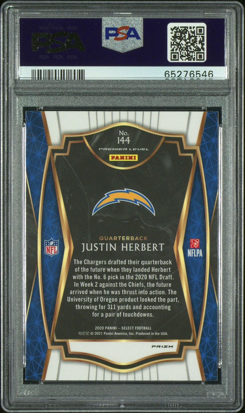 2020 Panini Select 144 Justin Herbert PSA