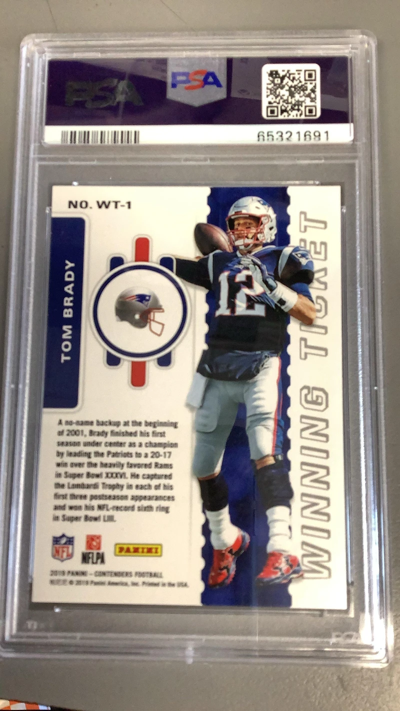2019 Panini Contenders Winning Ticket Wt-1 Tom Brady PSA 10