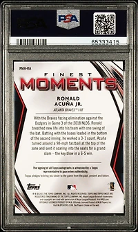 2021 Topps Finest Finest Moments Autographs Fmara Ronald Acuna Jr. PSA 10