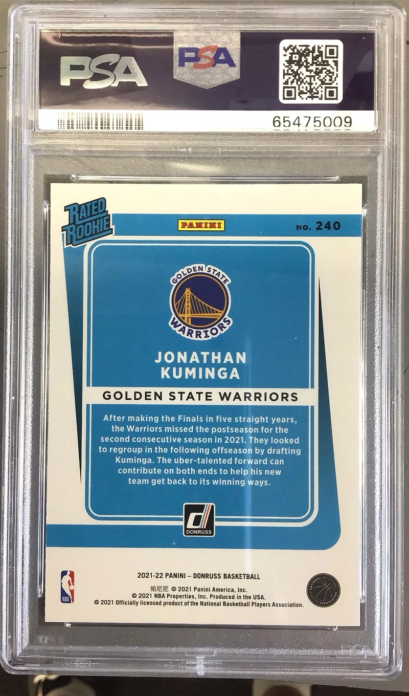 2021 Panini Donruss 240 Jonathan Kuminga Yellow Flood PSA 10