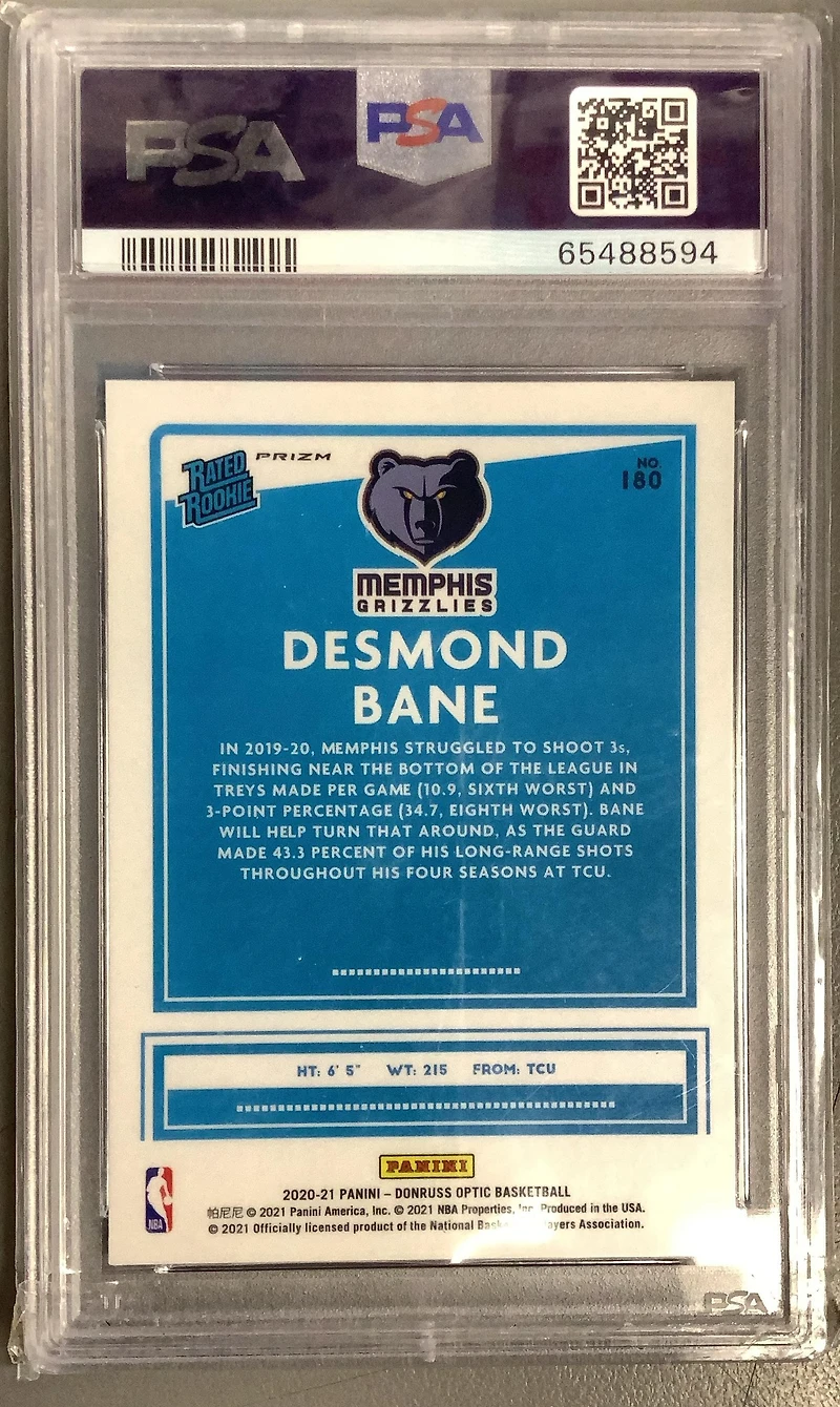 2020 Panini Donruss Optic 180 Desmond Bane Fanatics Box Set PSA 10