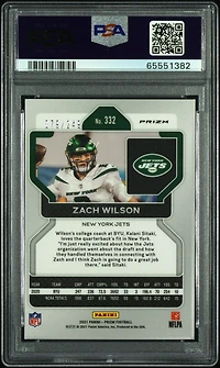 2021 Panini Prizm 332 Zach Wilson Orange Prizm PSA 9