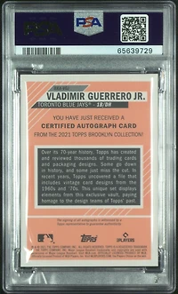 2021 Topps Brooklyn Collection Autograph Vgj Vladimir Guerrero Jr. PSA 10