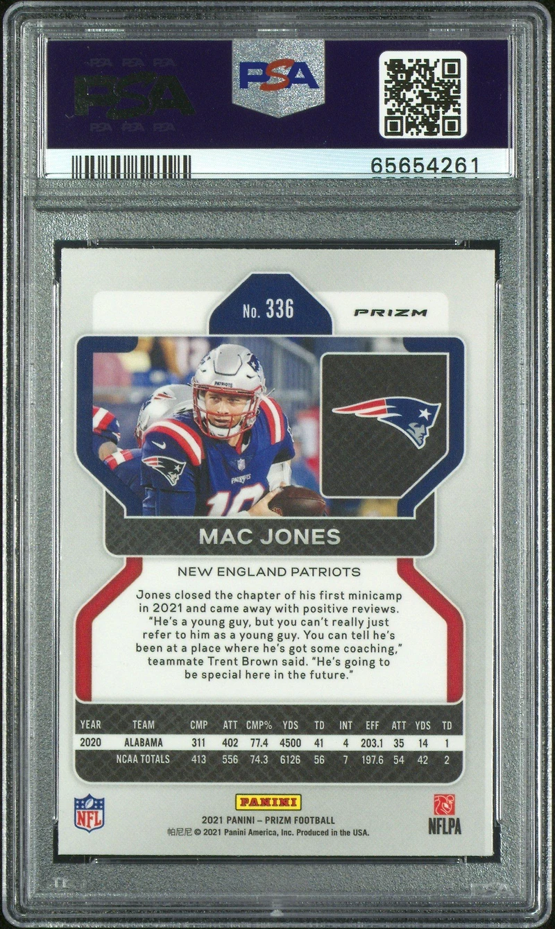 2021 Panini Prizm 336 Mac Jones Blue Prizm PSA 9