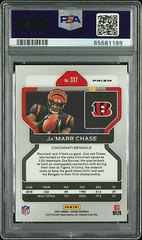 2021 Panini Prizm 337 Ja’marr Chase Lazer Prizm PSA 9