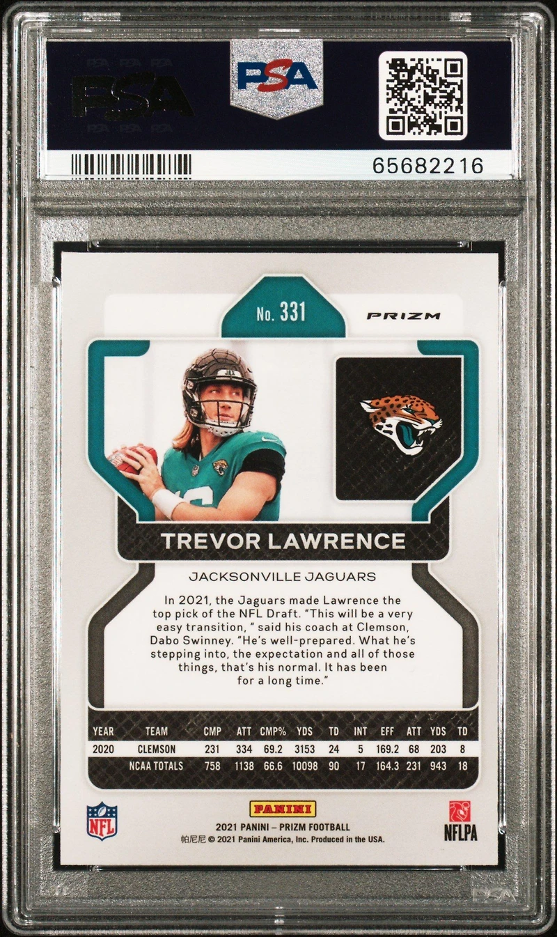 2021 Panini Prizm 331 Trevor Lawrence Lazer Prizm PSA