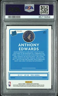 2020 Panini Donruss Optic 151 Anthony Edwards Blue Velocity PSA 10