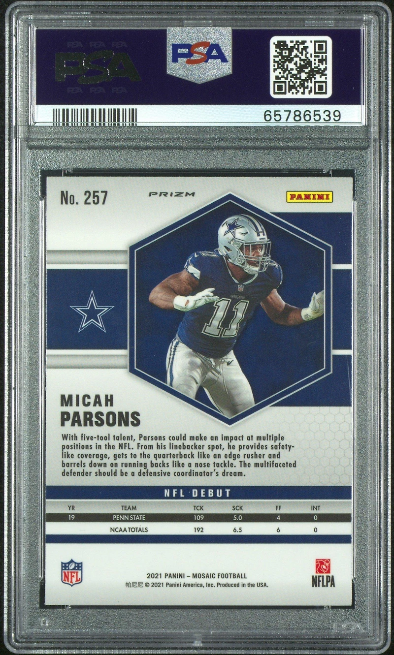 2021 Panini Mosaic 257 Micah Parsons Genesis PSA 10