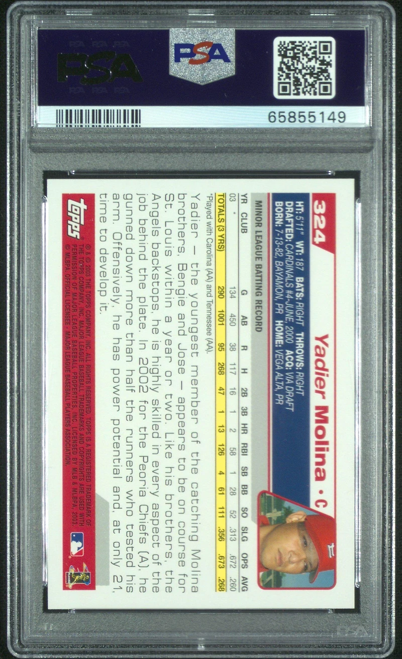 2004 Topps 324 Yadier Molina PSA 9