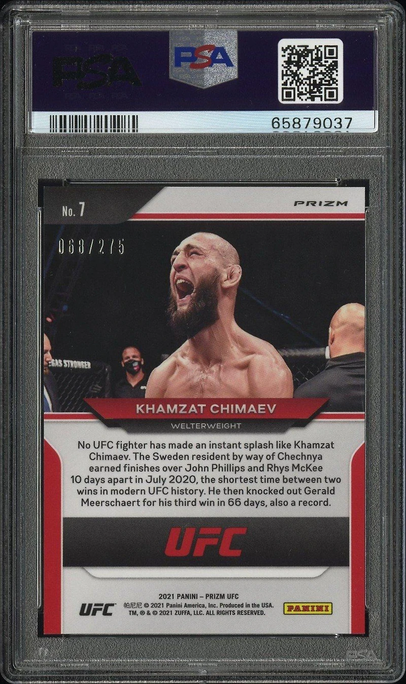 2021 Panini Prizm Ufc 7 Khamzat Chimaev Red Prizm PSA 9