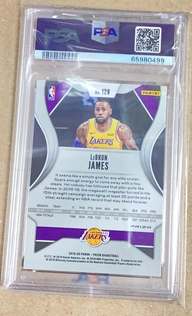 2019 Panini Prizm 129 Lebron James Silver Prizm PSA 10