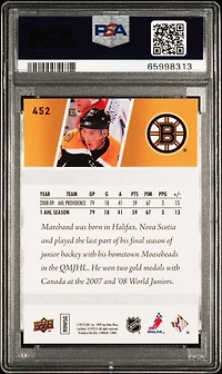 2009 Upper Deck 452 Brad Marchand PSA 10