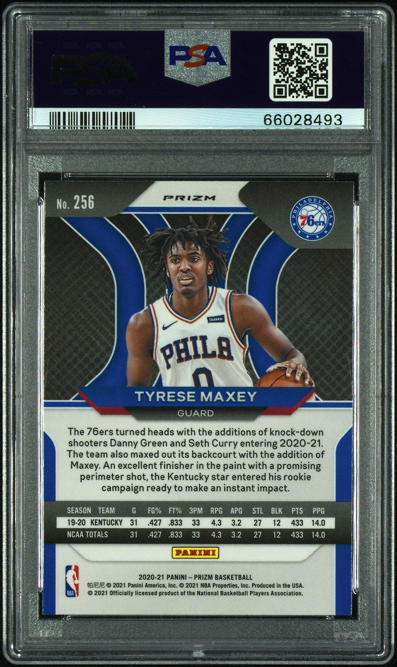 2020 Panini Prizm 256 Tyrese Maxey Silver Prizm PSA 9