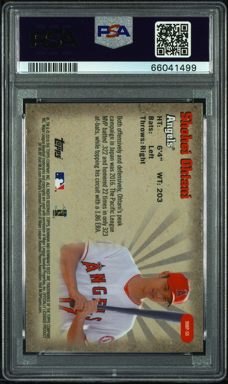 2018 Bowman's Best 1998 Best Performers So Shohei Ohtani PSA 10
