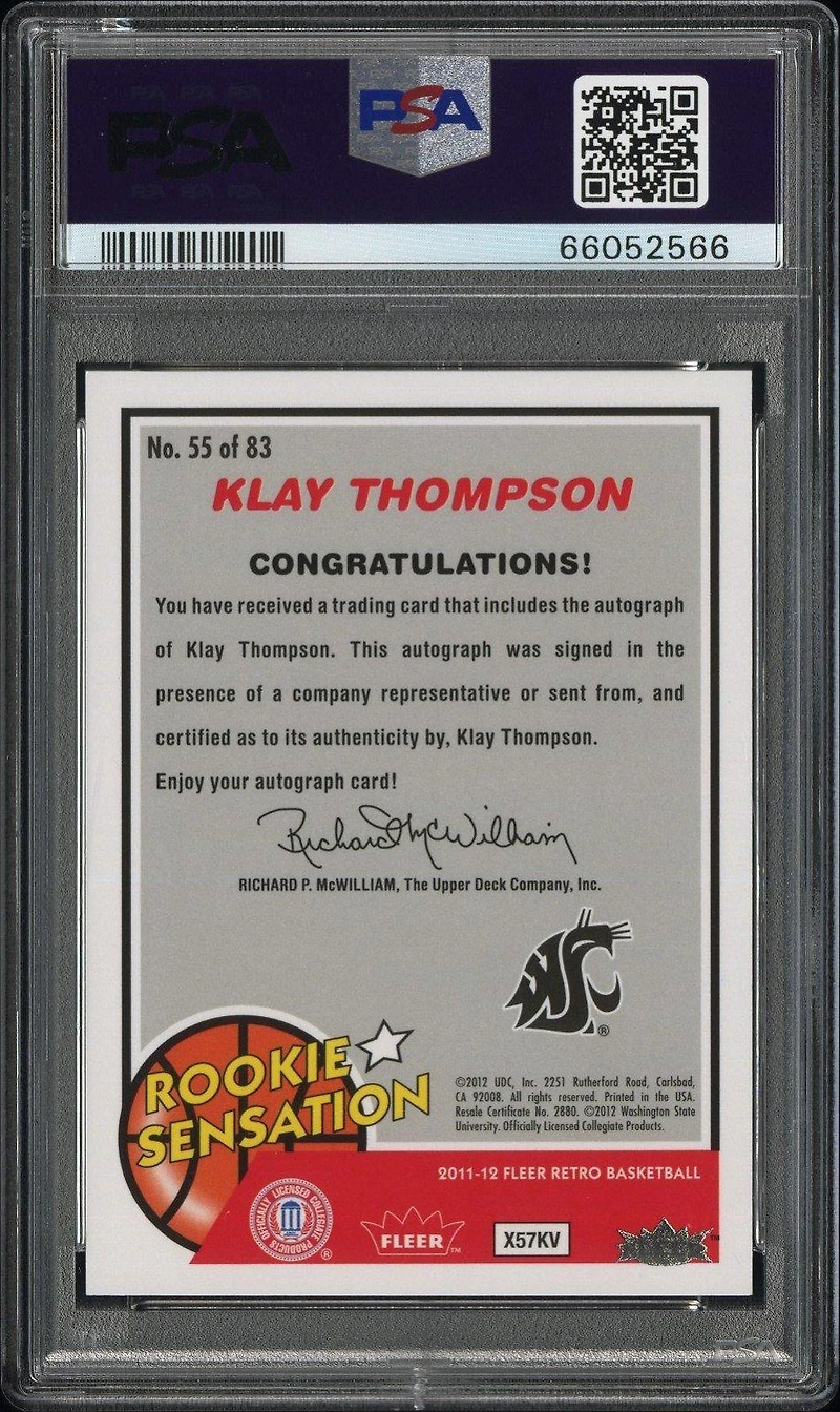 2011 Fleer Retro 55 Klay Thompson Autograph PSA 8