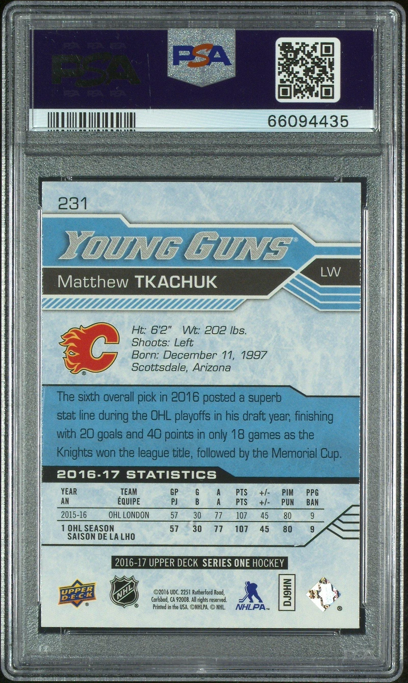 2016 Upper Deck 231 Matthew Tkachuk PSA 9